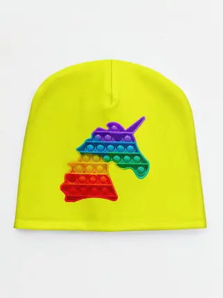 Детская шапка / Pop It единорог радужный