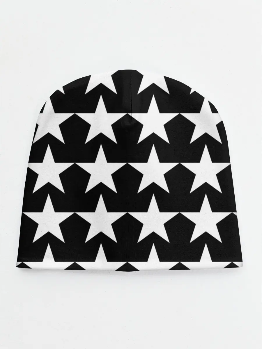 Детская шапка / Белые звёзды на чёрном фоне