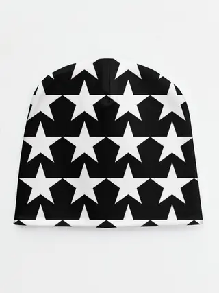 Детская шапка / Белые звёзды на чёрном фоне