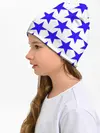 Детская шапка / Синие звёзды на белом фоне