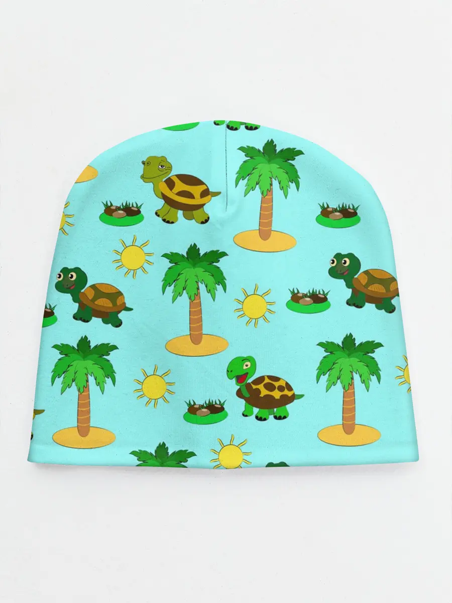 Детская шапка / черепашки и пальмы