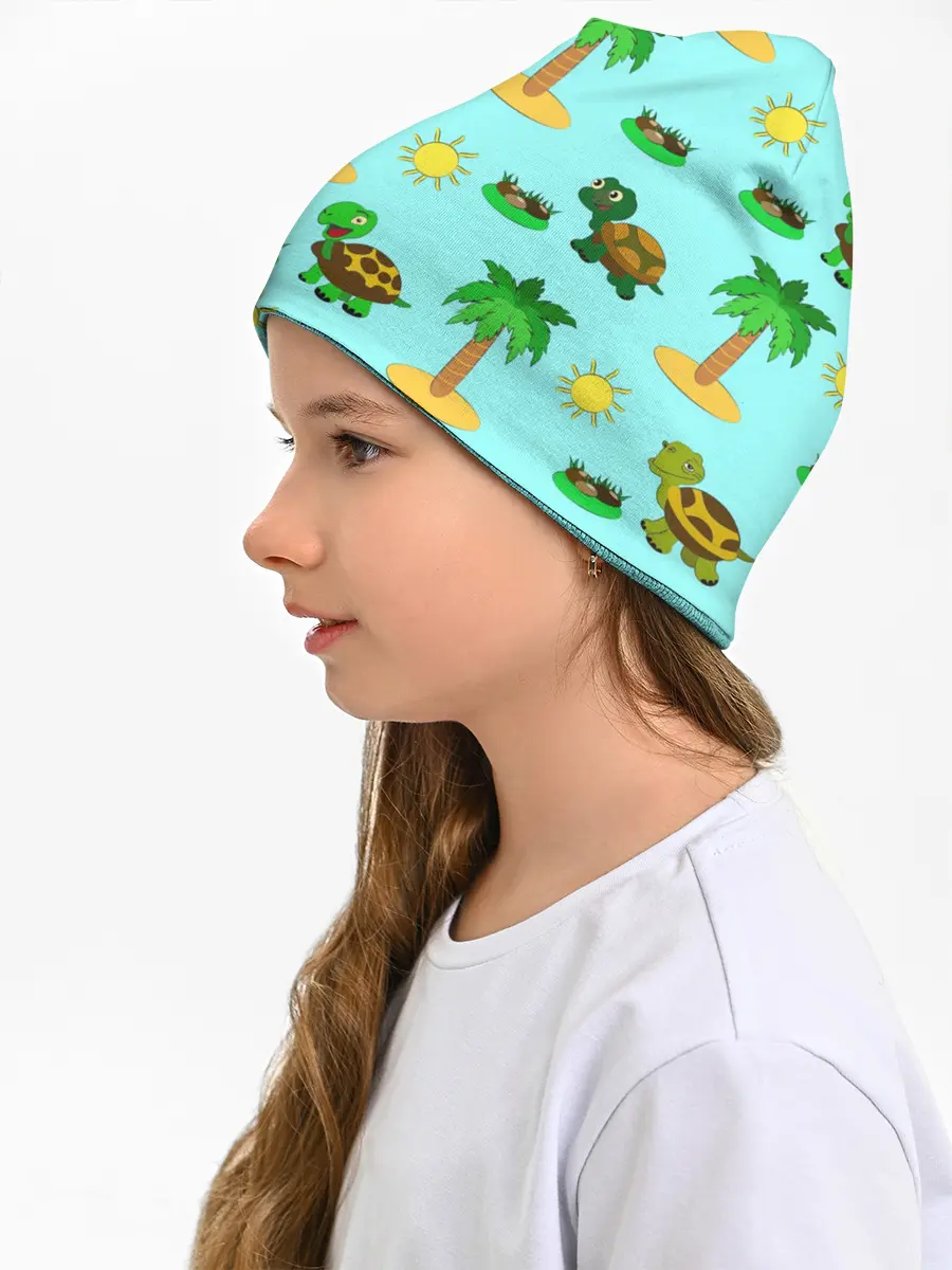 Детская шапка / черепашки и пальмы