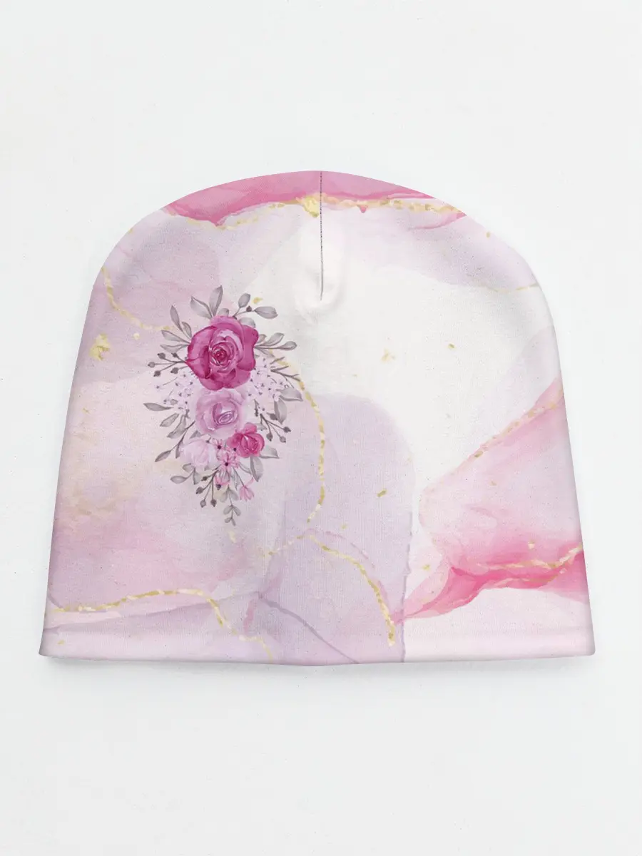 Детская шапка / Цветы роспись акварелью