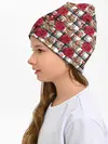 Детская шапка / Розы в клеточку