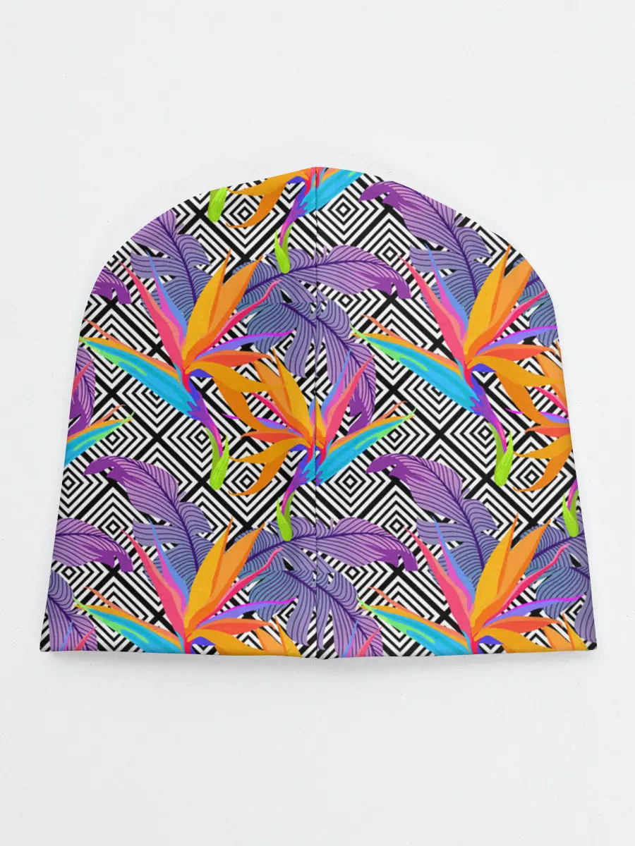 Детская шапка / Тропические цветы и узоры
