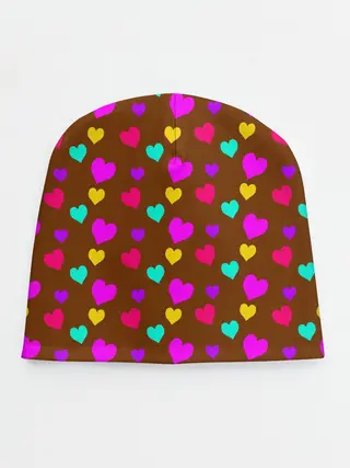 Детская шапка / сердечки разноцветные
