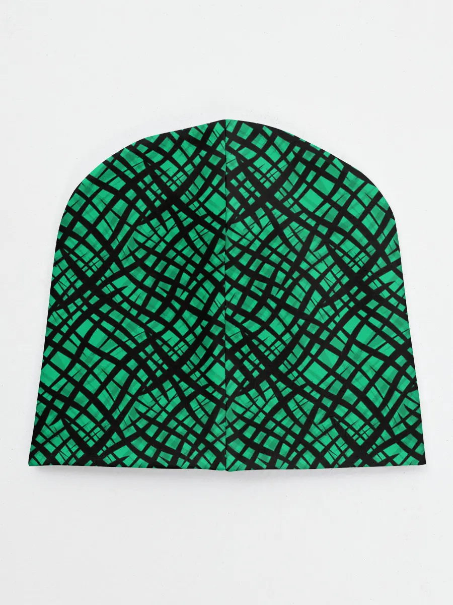 Детская шапка / Абстрактный зелено-черный узор