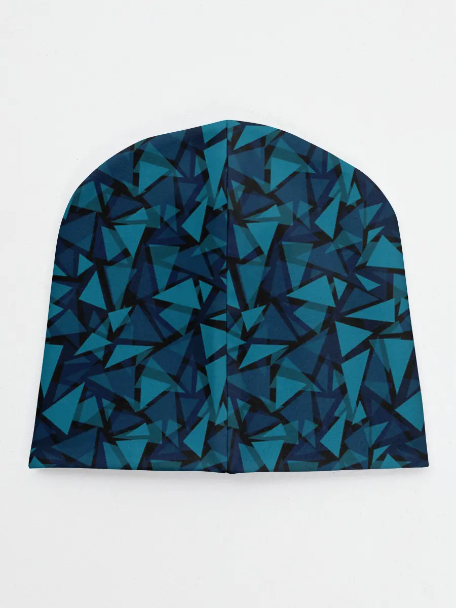 Детская шапка / Синий полигональный паттерн