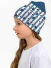 Детская шапка / Голубые звезды на полосатом