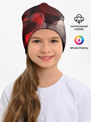 Детская шапка / Серо-красная абстракция