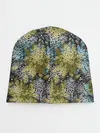 Детская шапка / Черно оливковый цветочный