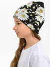 Детская шапка / Ромашки на черном фоне