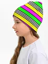Детская шапка / полосатый неоновый модный узор