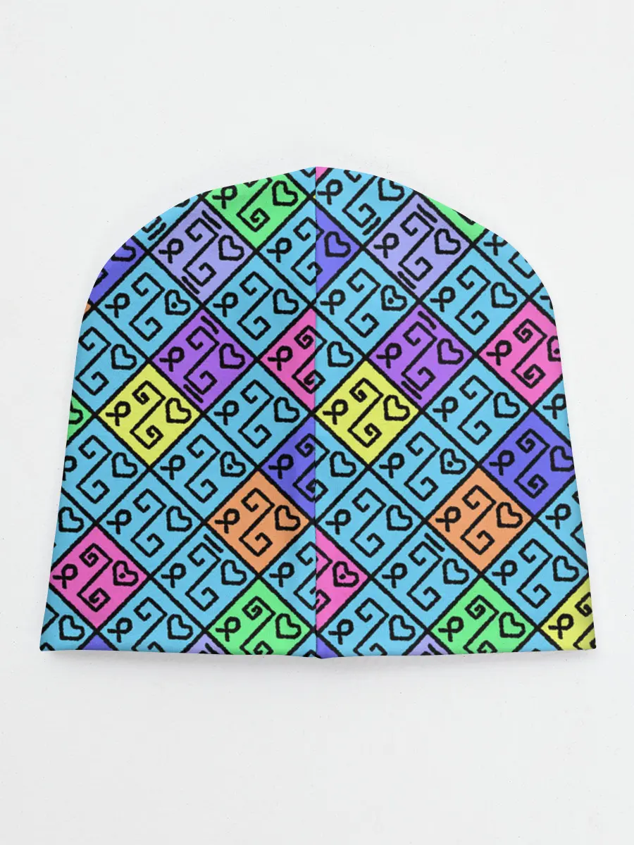 Детская шапка / Неоновый яркий абстрактный узо