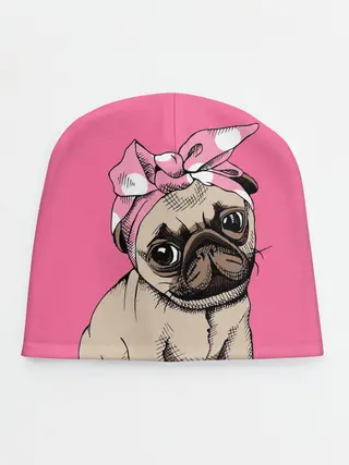 Детская шапка / Мопс | собака