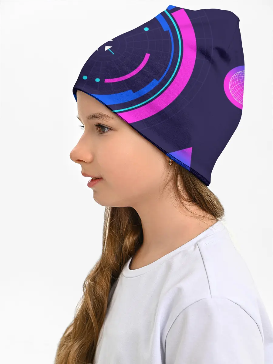 Детская шапка / Розовый Синий Киберпанк