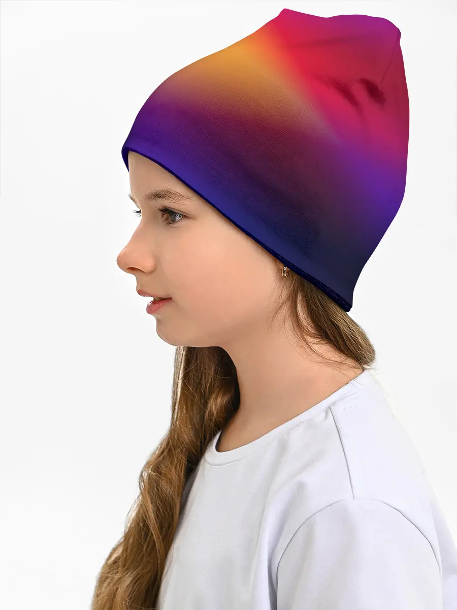 Детская шапка / Размытый оранжево-фиолетовый