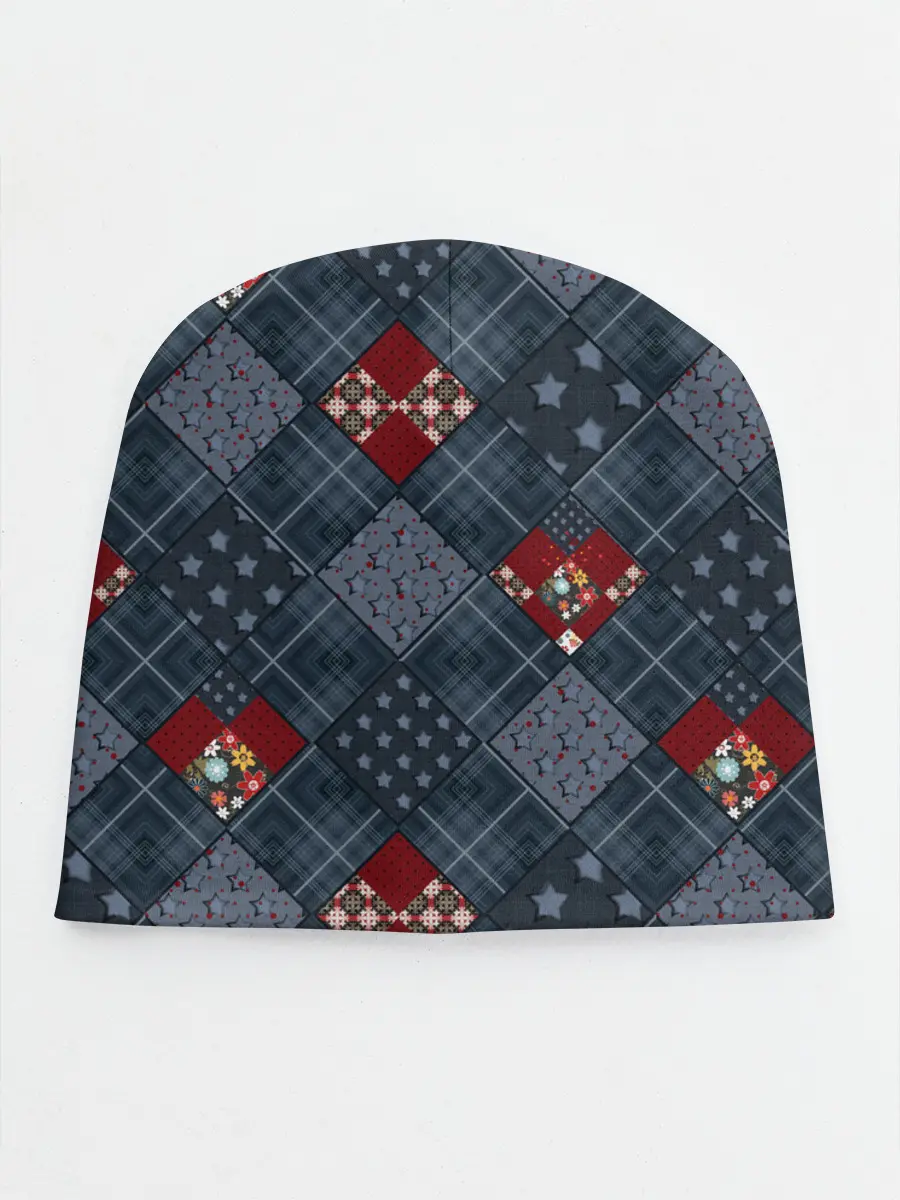 Детская шапка / Синий джинсовый плед