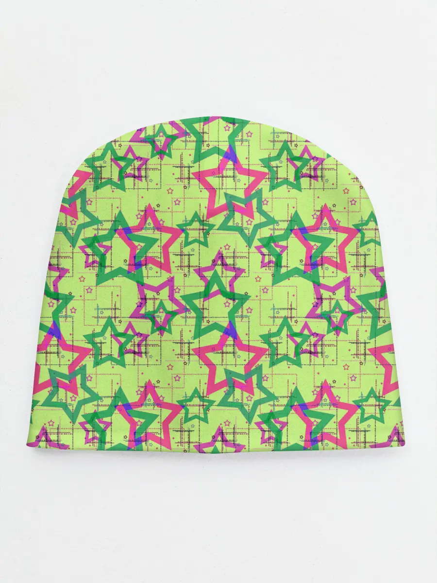 Детская шапка / Зеленый узор Звезды