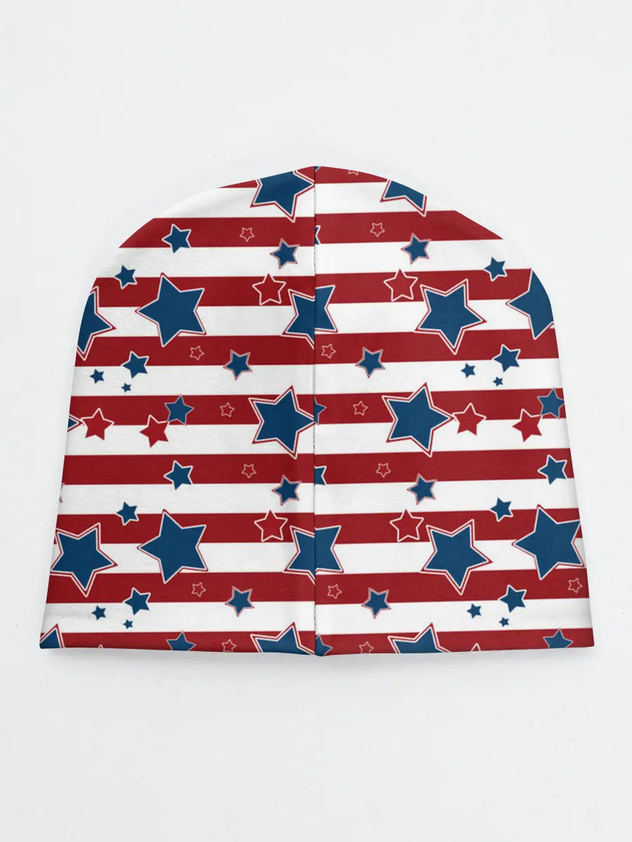 Детская шапка / Синие звезды на полосатом фоне