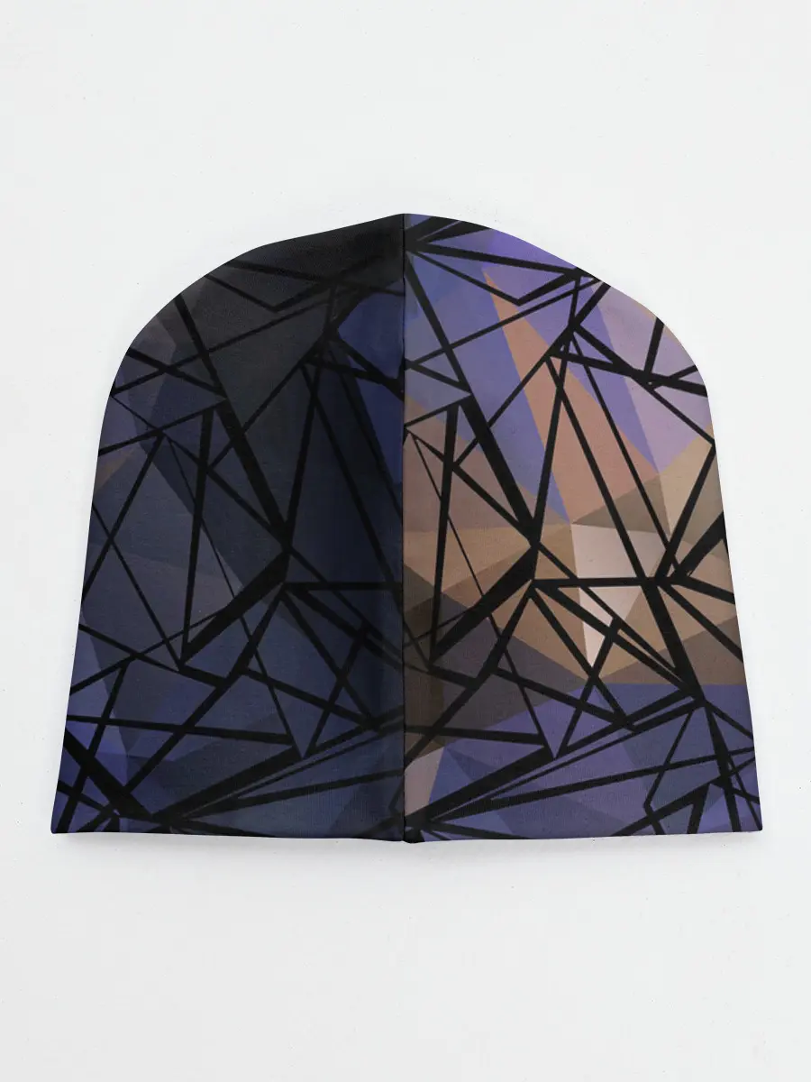 Детская шапка / Синий-бежевый абстрактный узор