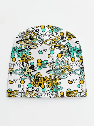 Детская шапка / Бирюзово-желтый узор