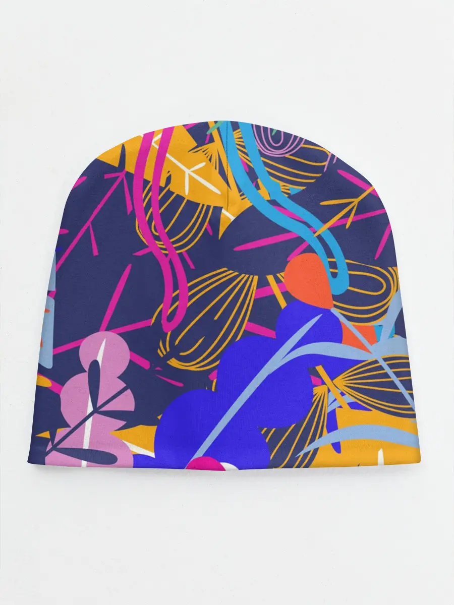 Детская шапка / листья цветы текстура паттэрн