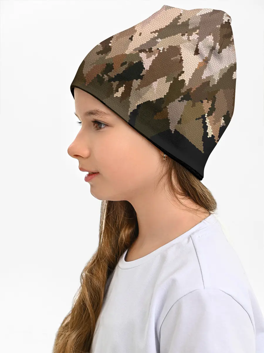 Детская шапка / Бежево-коричневая мозаика