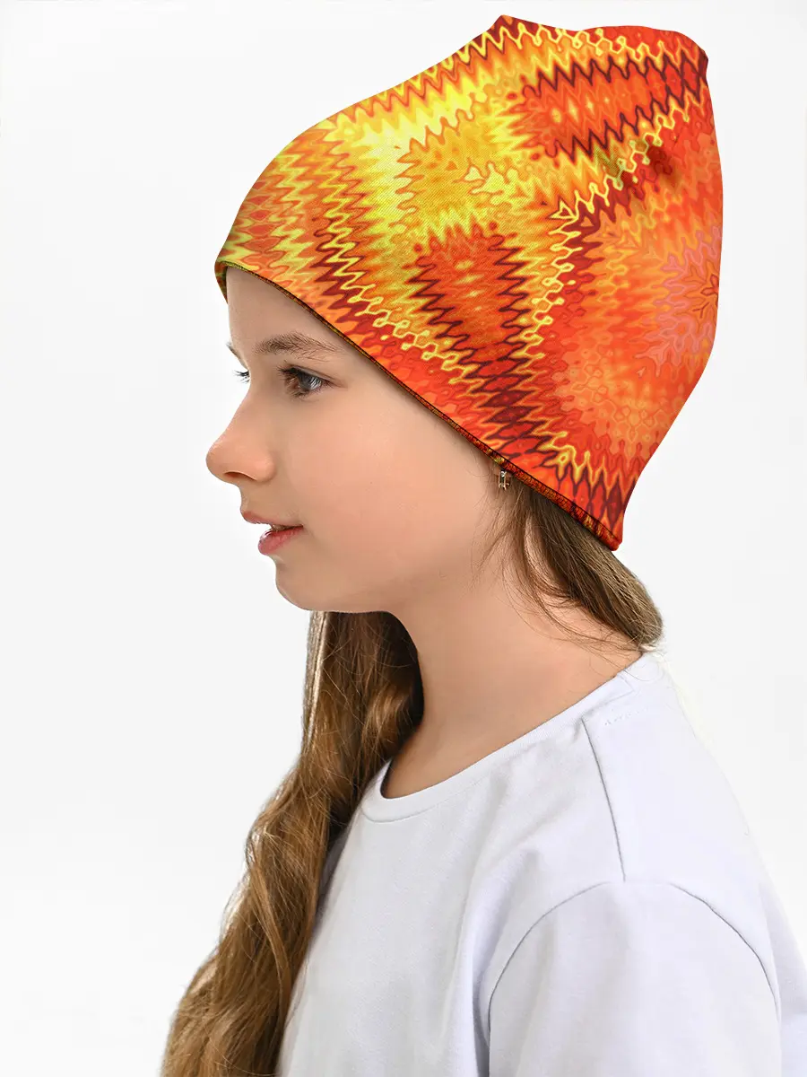 Детская шапка / Желто-оранжевая абстракция