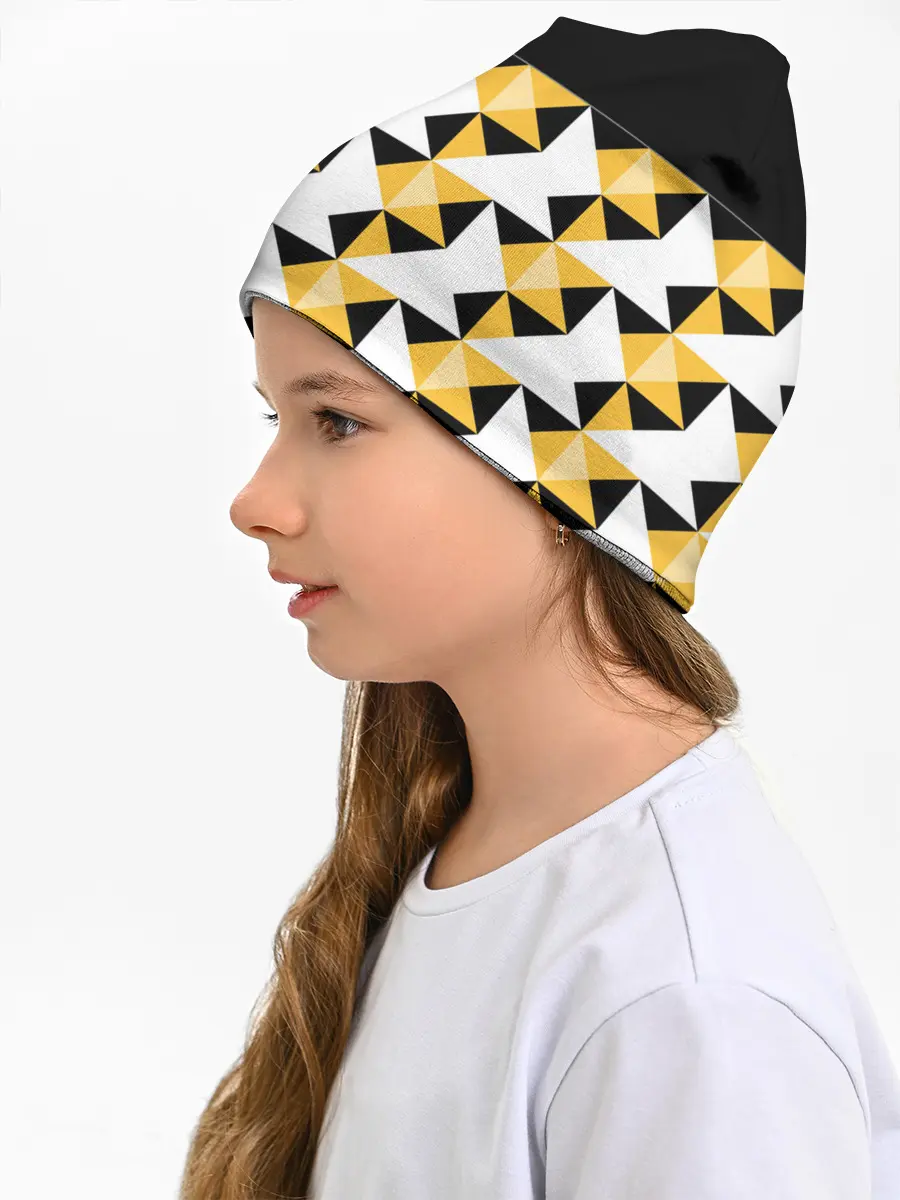 Детская шапка / Черно-желтый геометрический
