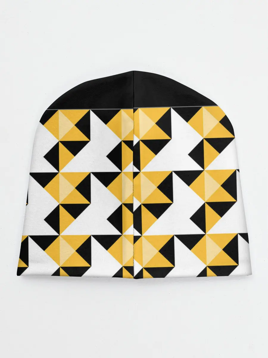 Детская шапка / Черно-желтый геометрический