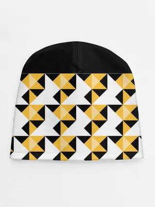 Детская шапка / Черно-желтый геометрический