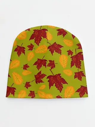 Детская шапка / осенние листья клён и дуб