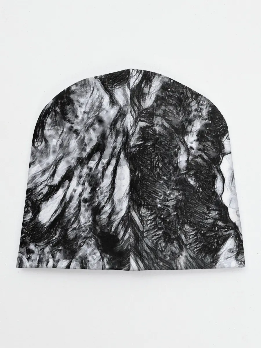 Детская шапка / Черно-белый узор. Маки.