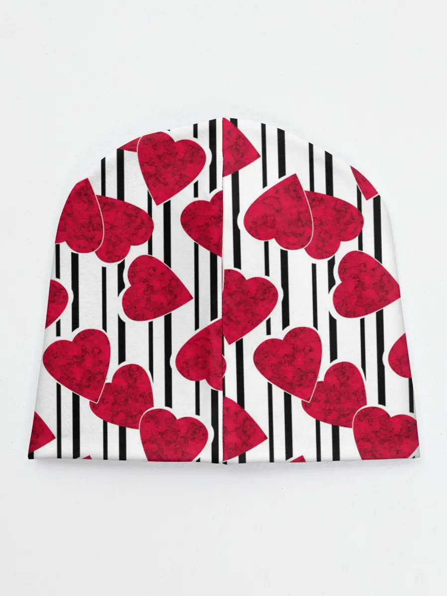 Детская шапка / Полосатый узор сердце