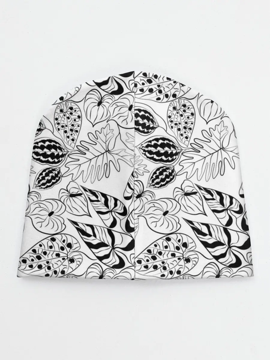 Детская шапка / Черно-белый узор Тропики