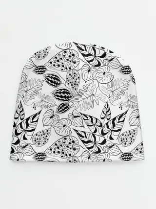 Детская шапка / Черно-белый узор Тропики