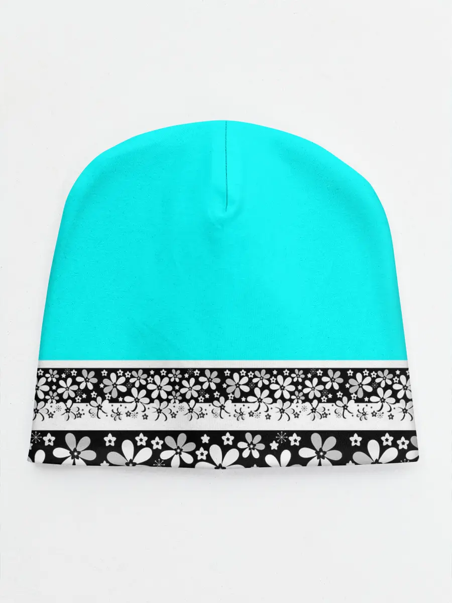 Детская шапка / Цветочный бирюзовый узор