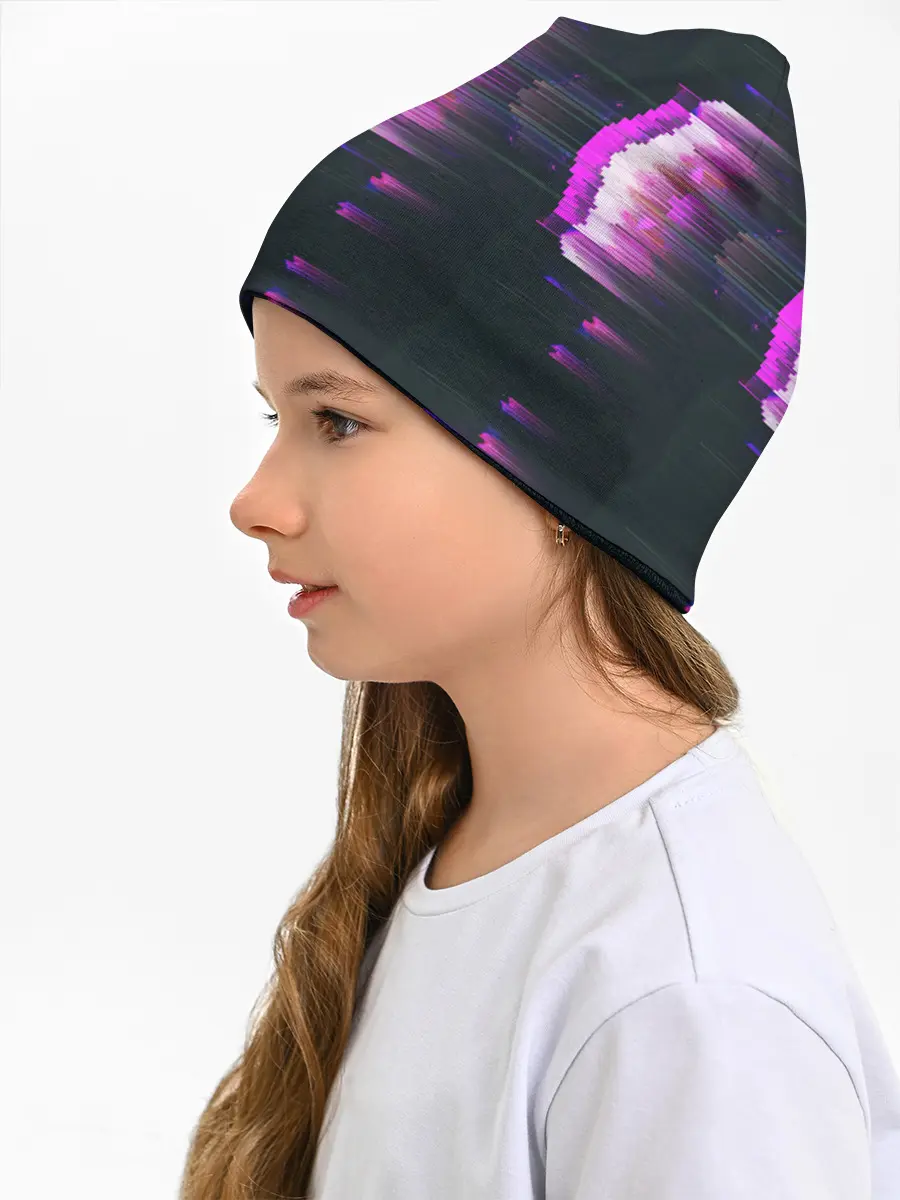 Детская шапка / Розовый глитч