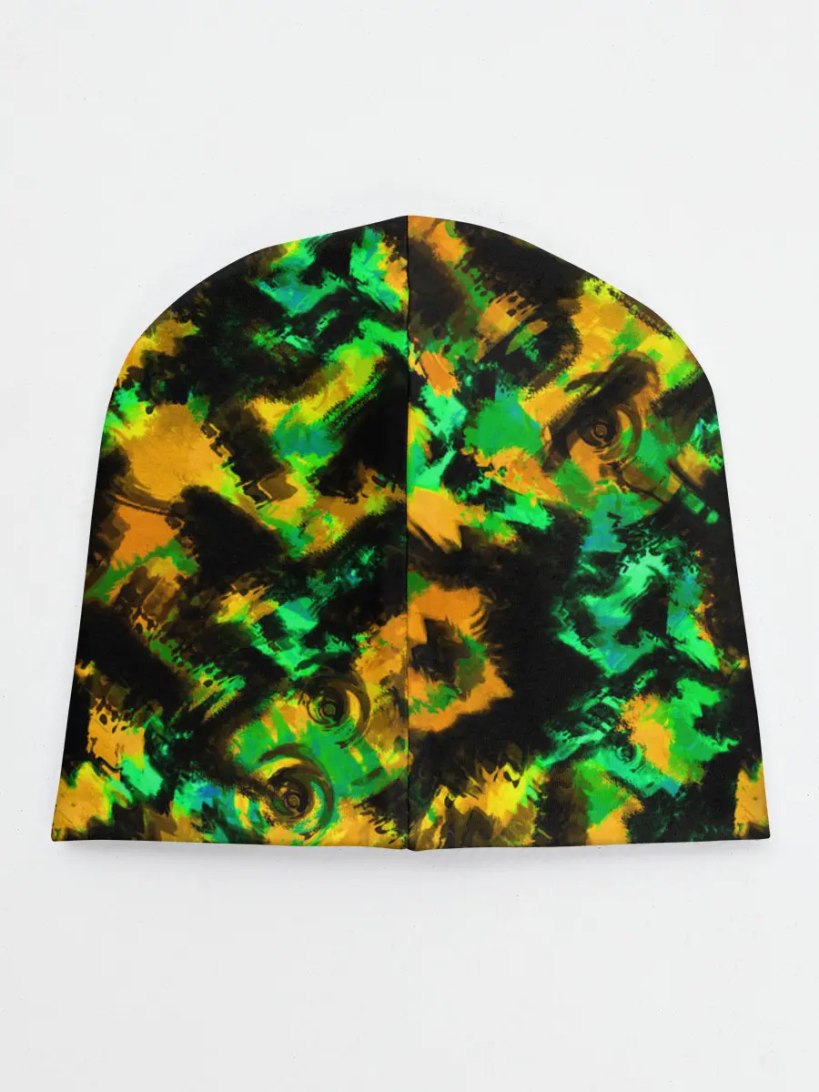 Детская шапка / Абстрактный желто-зеленый узор