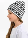 Детская шапка / Черно-белый полосатый узор