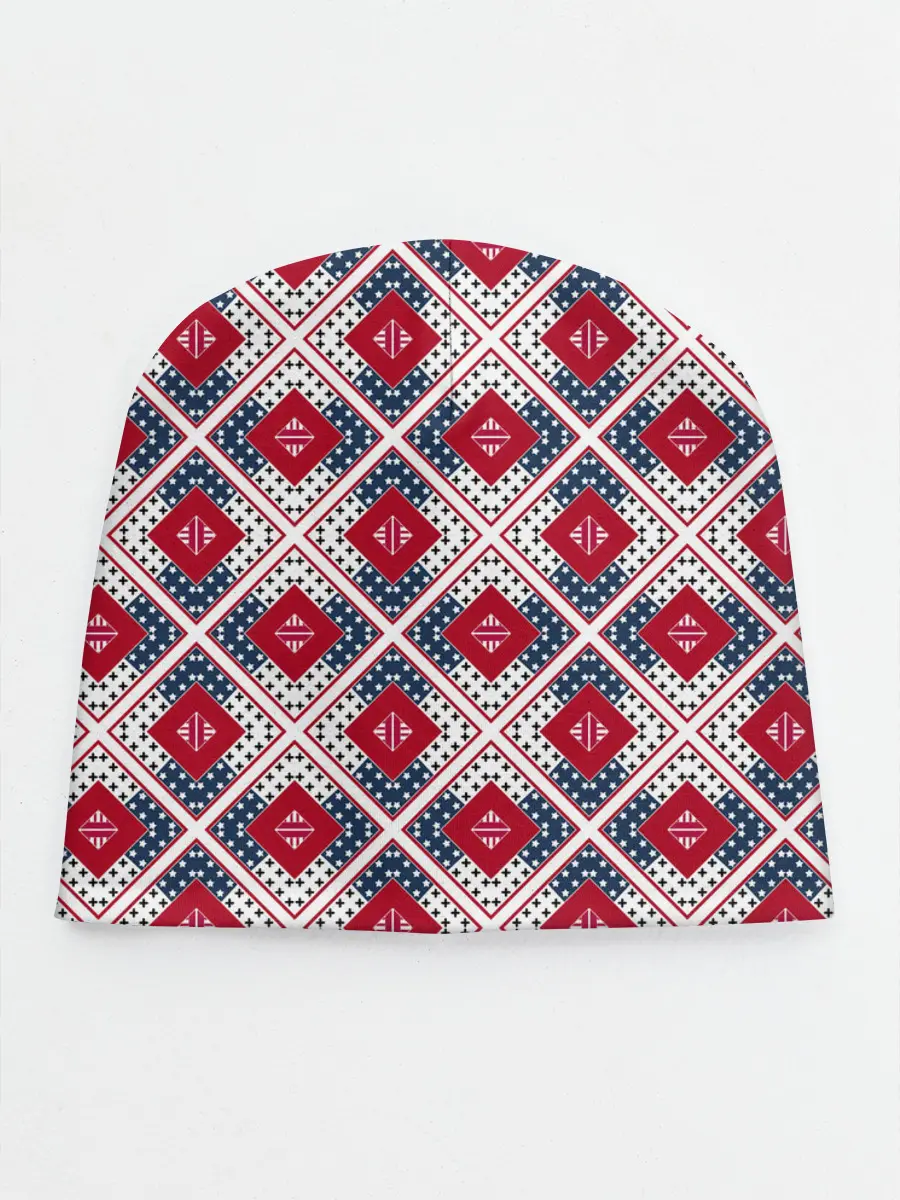 Детская шапка / Красно-синий плед -клетка