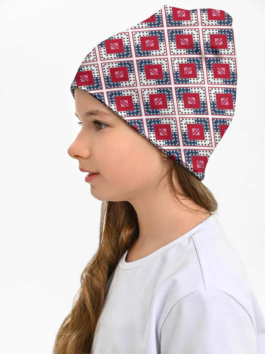 Детская шапка / Красно-синий плед -клетка