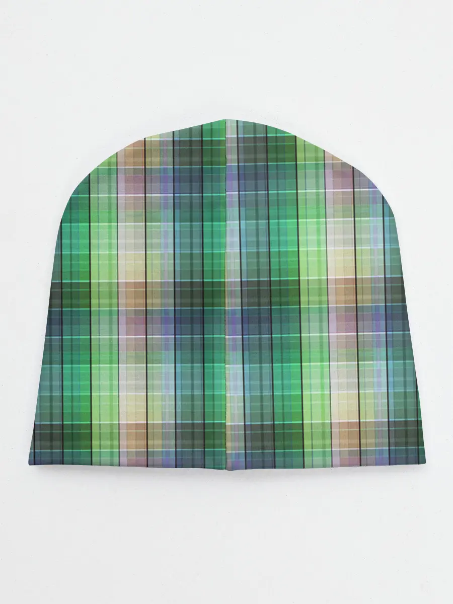 Детская шапка / Зеленый клетчатый узор