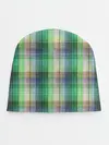 Детская шапка / Зеленый клетчатый узор