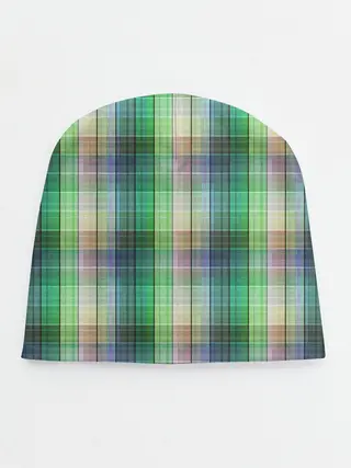 Детская шапка / Зеленый клетчатый узор