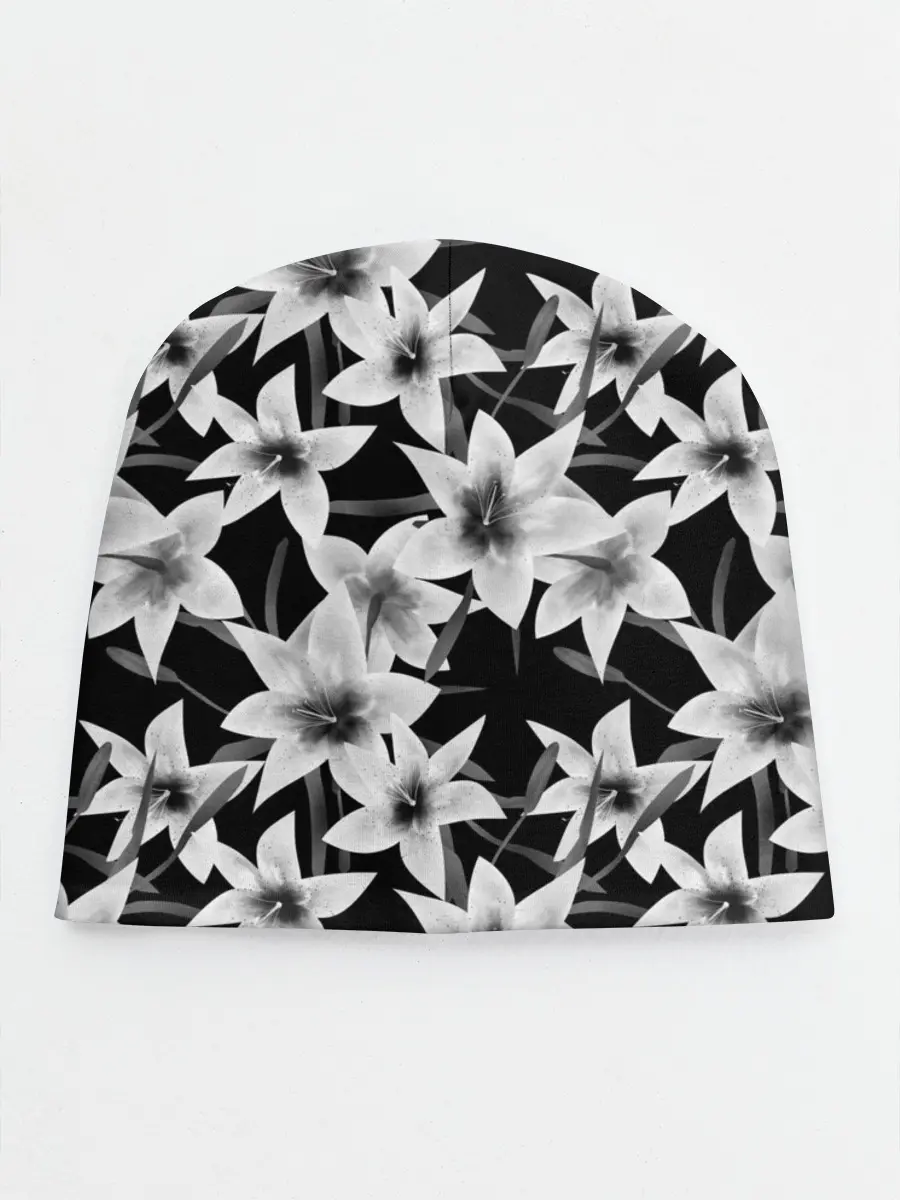 Детская шапка / Лилии черно-белые