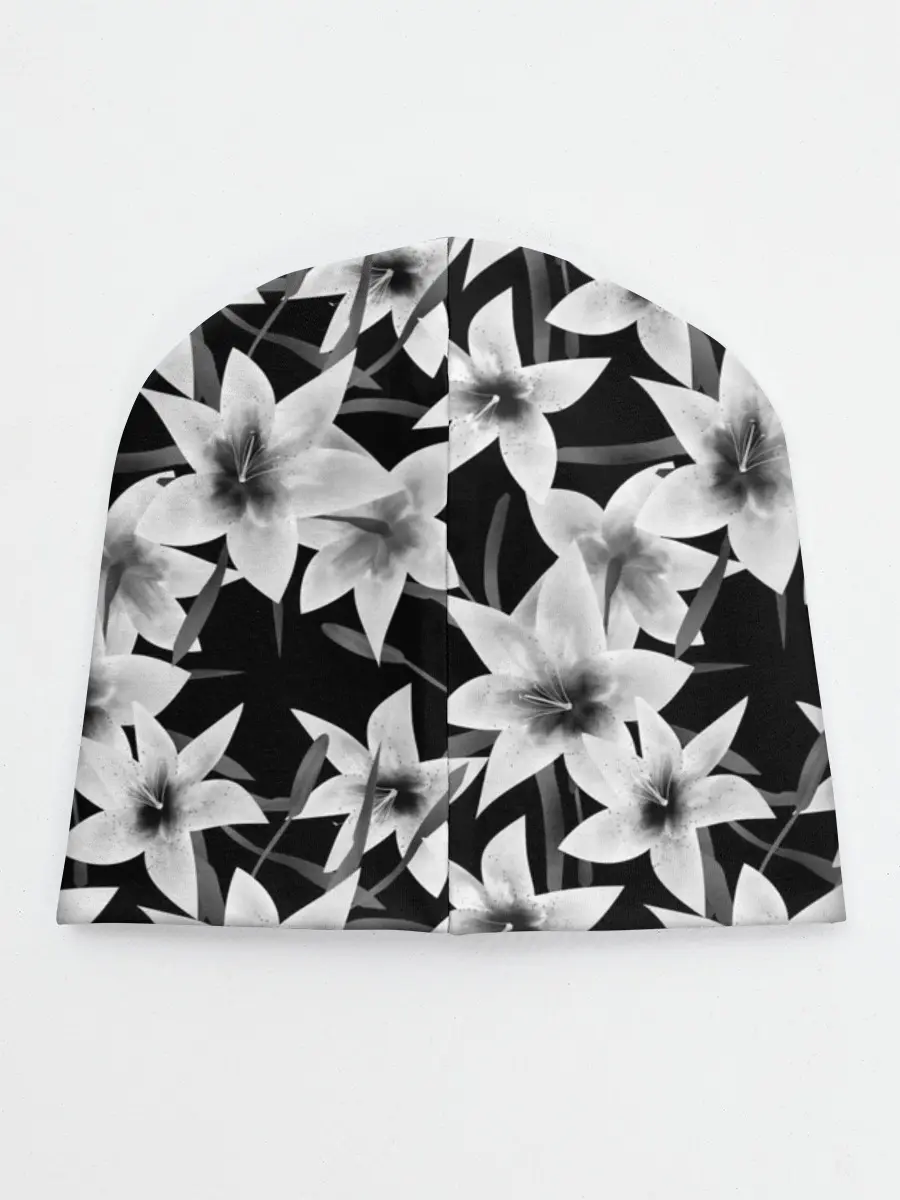 Детская шапка / Лилии черно-белые
