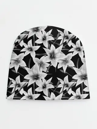 Детская шапка / Лилии черно-белые