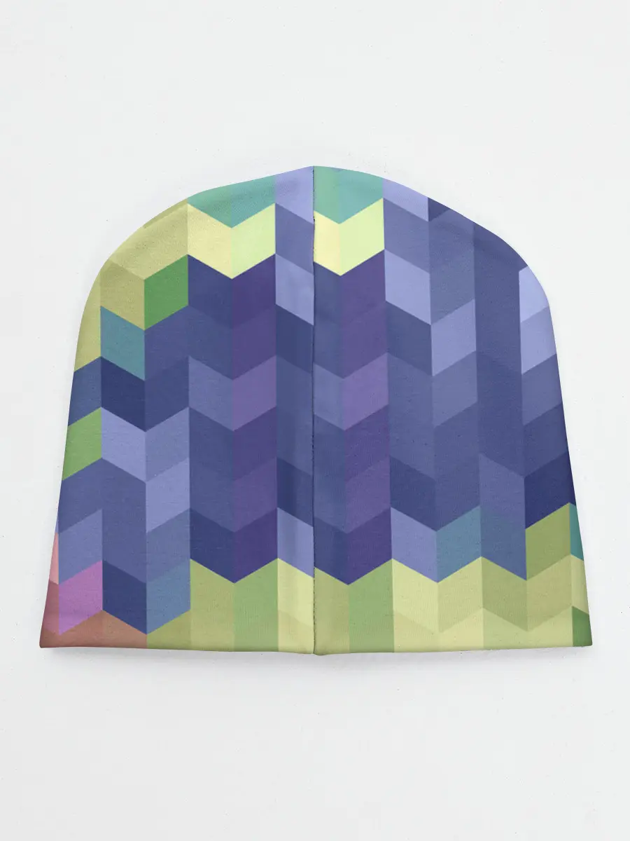 Детская шапка / Абстрактный бежево-синий узор